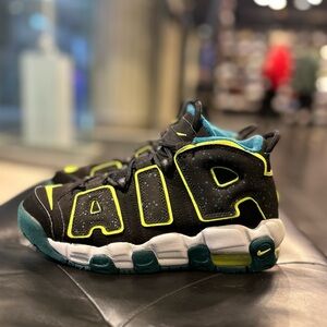 Nike Kids Air More Uptempo Black and Teal Shoes